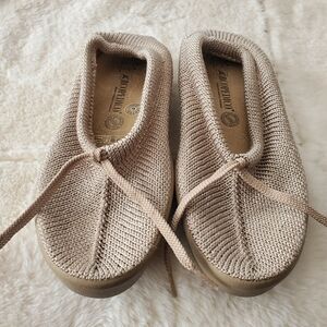 AeroTecnic Knit Slip-On Comfort Flats in Beige